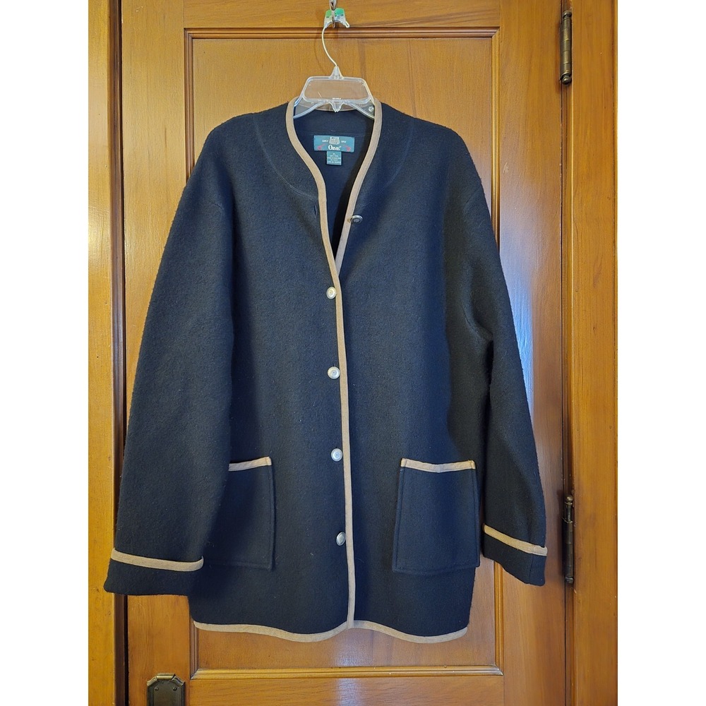 Vintage Orvis Wool Jacket Women's XL Navy Blue Pockets Button Front CLASSIC EUC